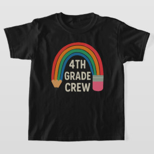 4. Klasse Crew mit Regenbogen Bleistift Zurück zur T-Shirt