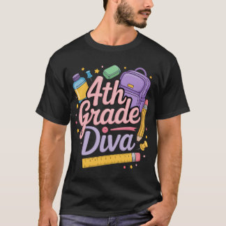 4. Klasse Diva Erstter Tag in der Schule Mädchenkl T-Shirt
