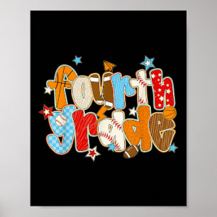 4. Klasse Jungen Baseball Basketball Football Rück Poster