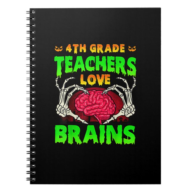 4. Klasse Lehrer Brains Skeleton Hand Heart Hall Notizblock (Vorderseite)