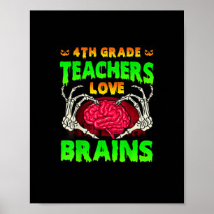 4. Klasse Lehrer Brains Skeleton Hand Heart Hall Poster