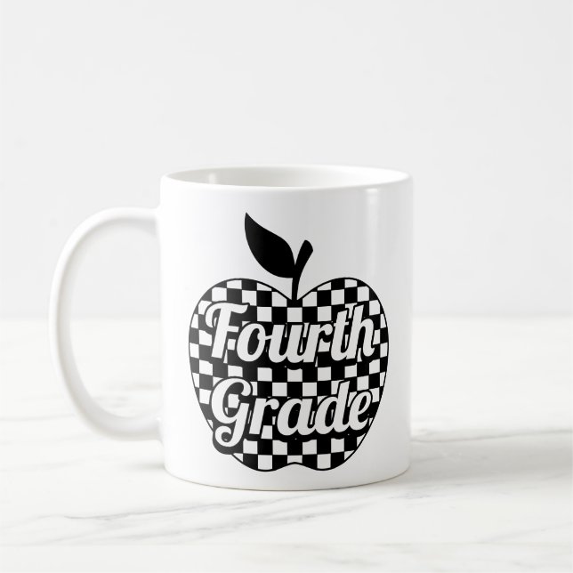 4. Klasse Lehrer Checkered Apple Kaffeetasse (Links)