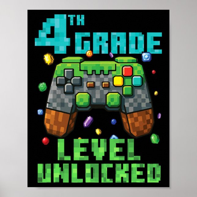 4. Klasse Level freigeschalteter Gamer Controller  Poster (Vorne)