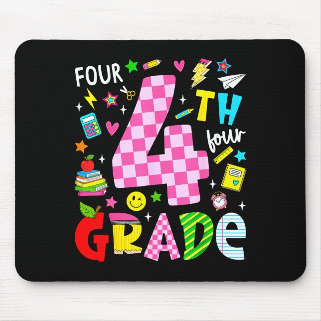 4. Klasse Retro-buntes zurück zur Schule Mousepad (Vorne)