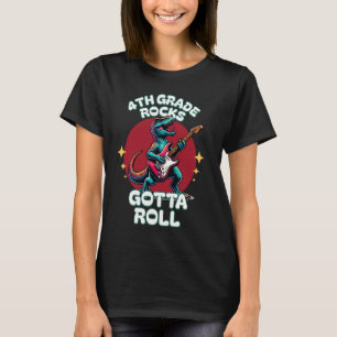 4. Klasse rockt. Muss Dinosaurier und Gitarre roll T-Shirt