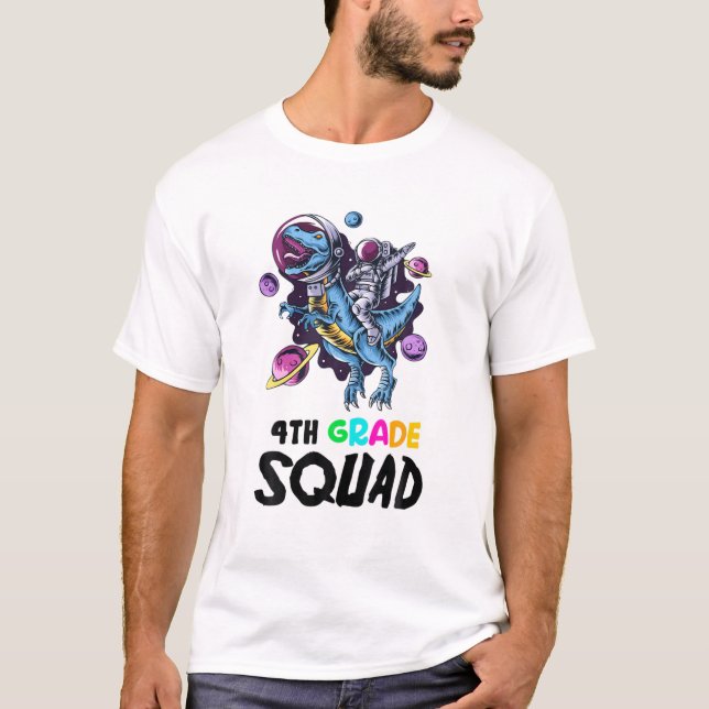 4. Klasse SQUAD Funny Astronaut Reitlehrer T-Shirt (Vorderseite)