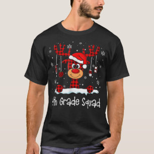 4. Klasse Squad Kariert Rentier Weihnachtsmannmütz T-Shirt