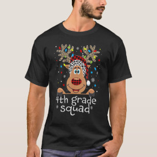 4. Klasse Squad Kariert Rentier Weihnachtsmannmütz T-Shirt