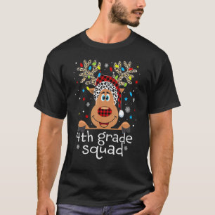 4. Klasse Squad Kariert Rentier Weihnachtsmannmütz T-Shirt
