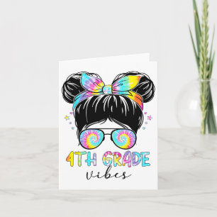 4. Klasse Vibes Messy Hair Bun Girl Ck zur Schule  Karte