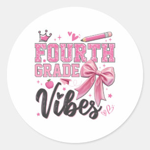4. Klasse Vibes Zurück zur Schule Coquette Tee Runder Aufkleber