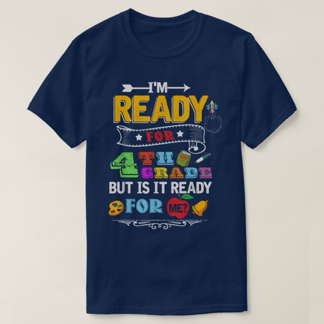 4. Klasse zurück zur Schule Vierte Stufe Erster Ta T-Shirt (Design vorne)