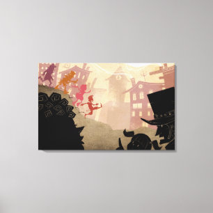 4 kleine Monster - gehend durch Stadt Leinwanddruck