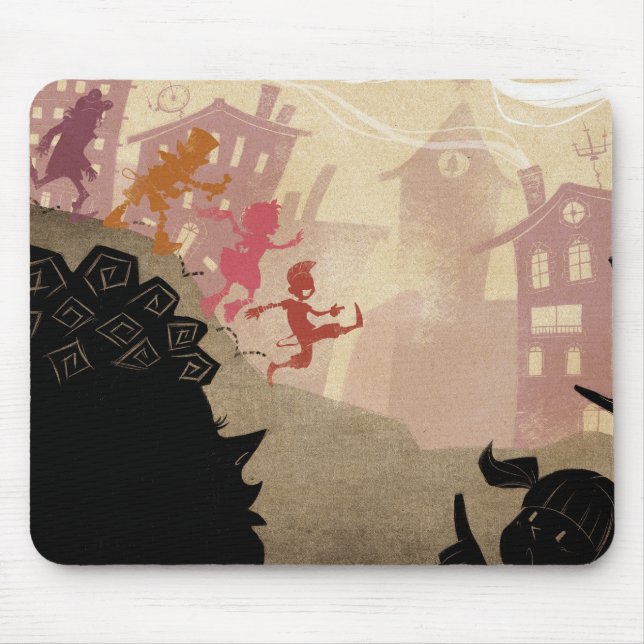 4 kleine Monster - gehend durch Stadt Mousepad (Vorne)