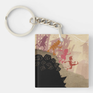 4 kleine Monster - gehend durch Stadt Schlüsselanhänger