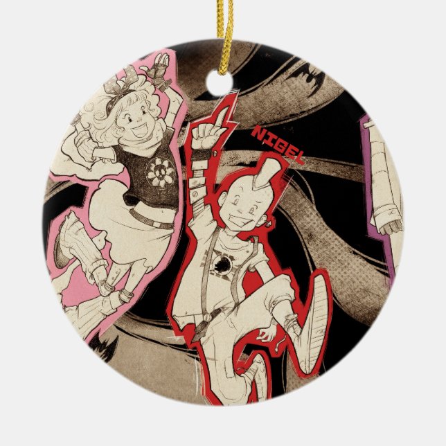 4 kleine Monster - Gruppe Keramik Ornament (Vorne)