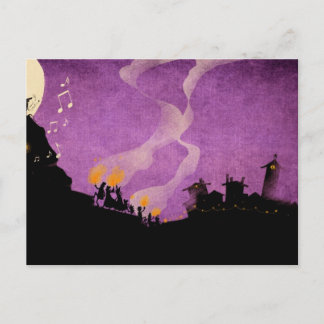 4 kleine Monster - Halloween-Nacht Postkarte