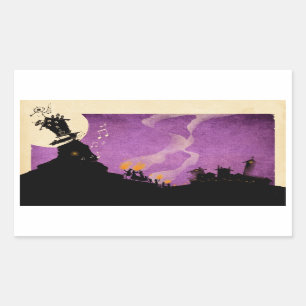 4 kleine Monster - Halloween-Nacht Rechteckiger Aufkleber