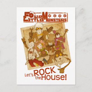 4 Kleine Monster - Lasst uns das Haus rocken Postkarte