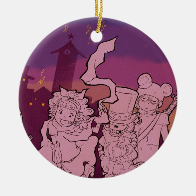 4 kleine Monster - Nachtmusik Keramikornament (Vorne)