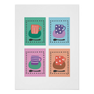 4 kopjes met rand poster