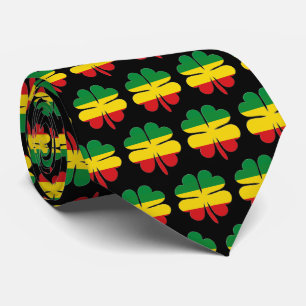4 Leaf Clolies Muster Red Yellow Green Rasta Krawatte