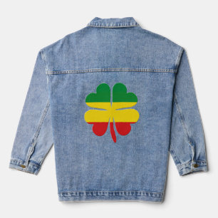4 Leaf Clou in Red Yellow Green Rasta Jeansjacke