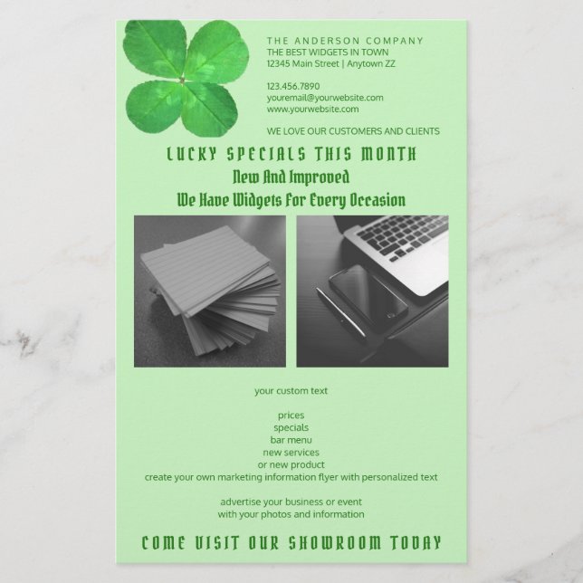4 Leaf Clover Business Saint Patricks 2 Foto Flyer (Vorne)