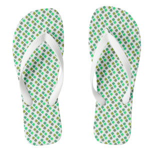 4 Leaf Clover Pattern auf WHITE Flip Flops