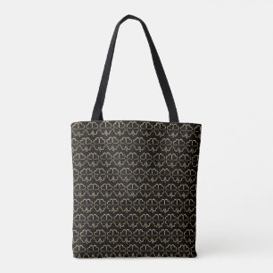 4 Leaf Clover Pattern Black and Gold Viel Glück