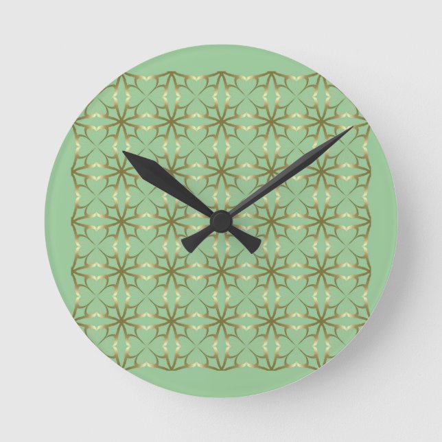 4-leaf Clovers Runde Wanduhr (Vorderseite)