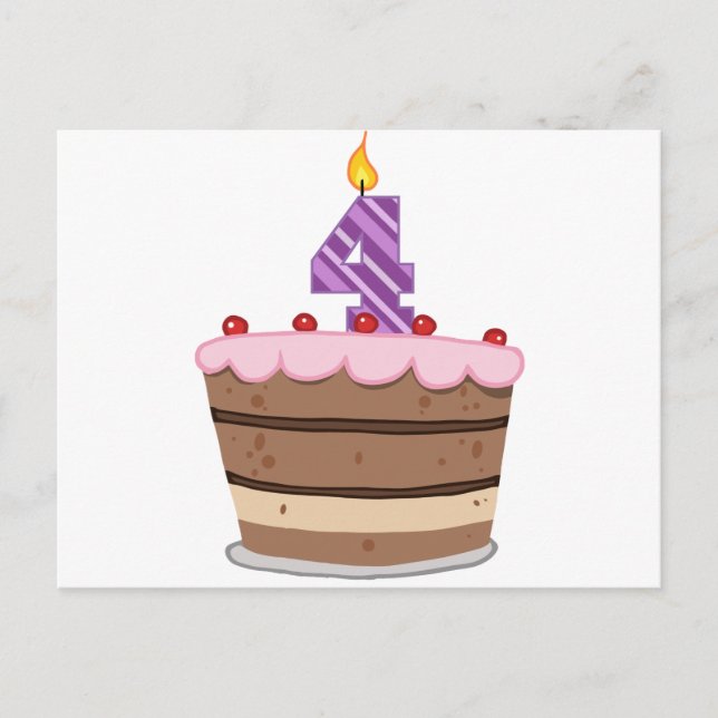 4. Lebensjahr am Geburtstag Postkarte (Vorderseite)