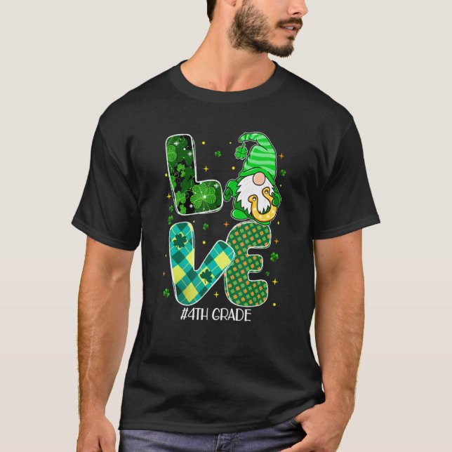 4. Liebe Gnome Kleeblatt Irish Teacher St Pat T-Shirt (Vorderseite)