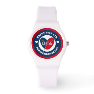 4. Liebe Juli USA Patriotic Red White Blue Armbanduhr