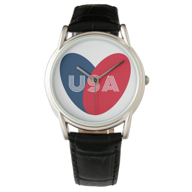 4. Liebe Juli USA Patriotic Red White Blue Armbanduhr (Vorderseite)
