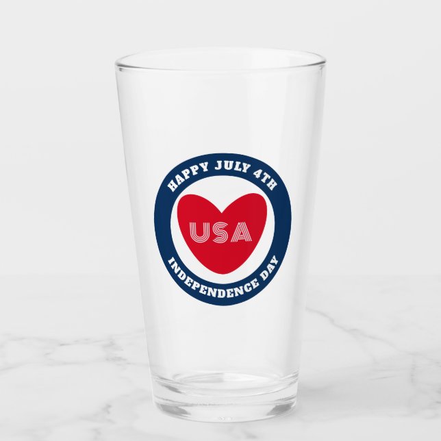 4. Liebe Juli USA Patriotic Red White Blue Glas (Vorderseite)