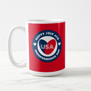 4. Liebe Juli USA Patriotic Red White Blue Kaffeetasse