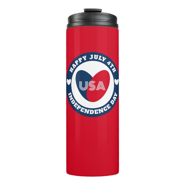 4. Liebe Juli USA Patriotic Red White Blue Thermosbecher (Vorderseite)