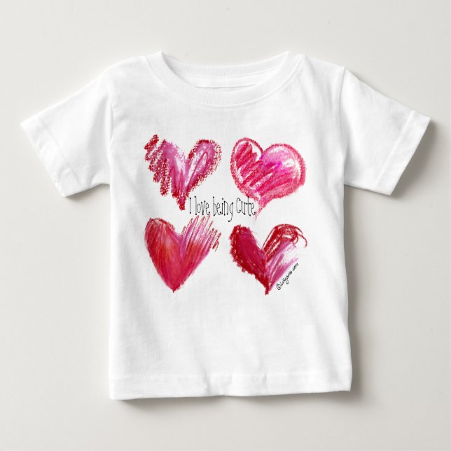4 Lieben Hört Niedliches Baby Langschlauch auf zwe Baby T-shirt (Vorderseite)