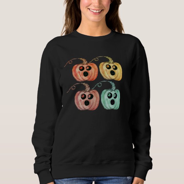 4 Little Pumpkins ~ Halloween Jack o Lanterns Sweatshirt (Vorderseite)