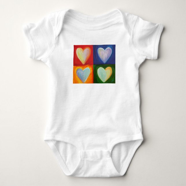 4 Love Hearts Art Custom One-Piece Bodysuit Baby Strampler (Vorderseite)