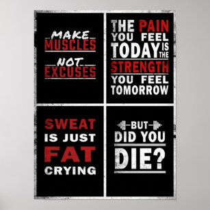 4 Motivierend Gym Fitness Poster Collage
