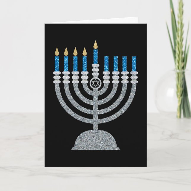 4. Nacht der Hanukkah Glitzer Card Dankeskarte (Vorderseite)