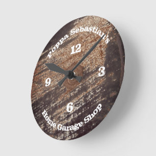 4 Nummern Rostige schwarze Patina Werkstatt Garage Runde Wanduhr