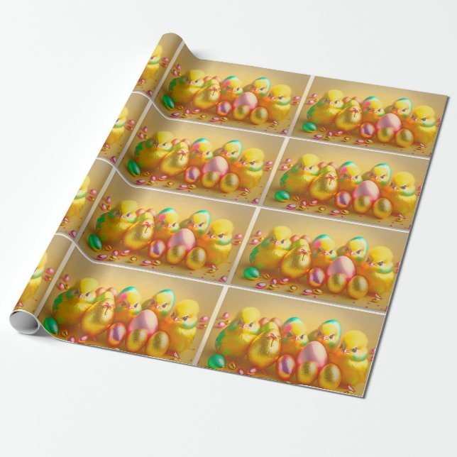 4 Oster-Hühner-Kollektion Geschenkpapier (Ungerollt)