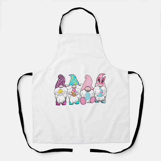 4 Ostergnomen Pastel Frühling Bunny Ears Gingham R Schürze (Vorderseite)