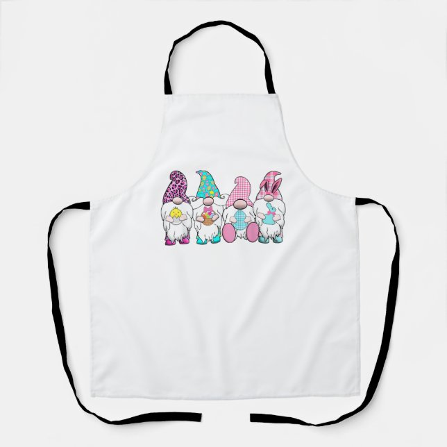 4 Ostergnomen Pastel Frühling Bunny Ears Gingham R Schürze (Vorderseite)