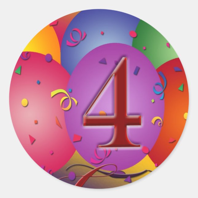 4. Party-Ballons Runder Aufkleber (Vorderseite)