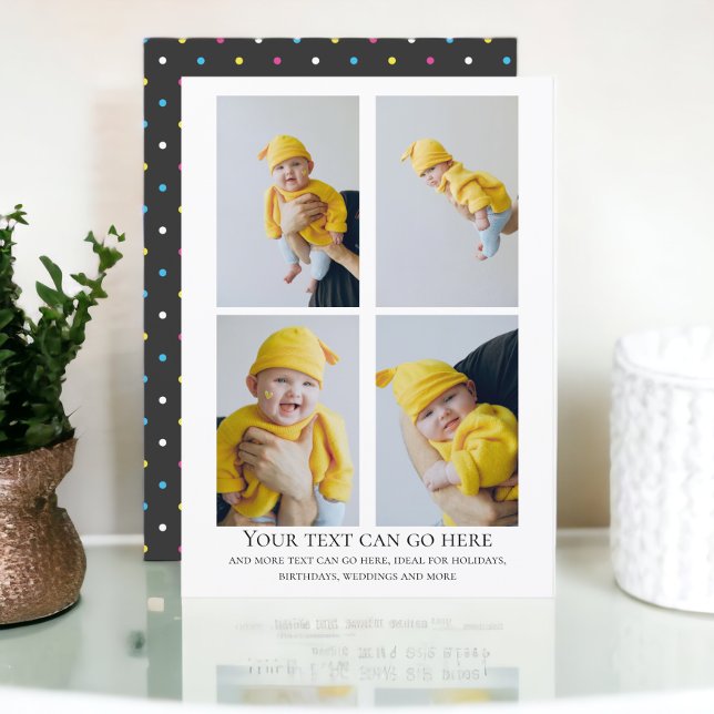 4 Photo and spotty dot back template Karte (4 Photo and spotty dot back template from Ricaso. Perfect for birthdays, weddings, holidays and more)