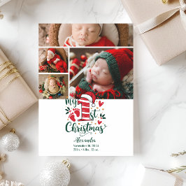 4 Photo Candy Cane Baby 1st Christmas Feiertagskarte